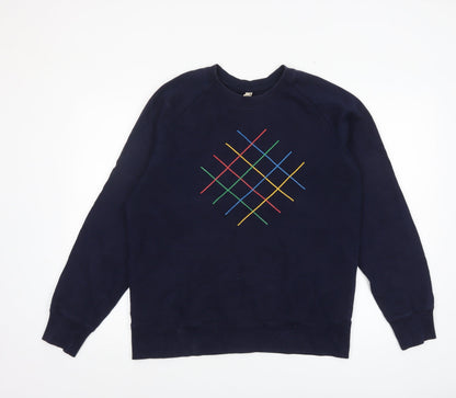 Mens UK Size L Earth Positive Blue Pullover Sweatshirt