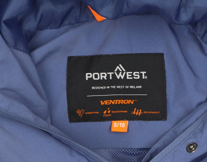 Womens UK Size 10 Portwest Blue Rain Coat