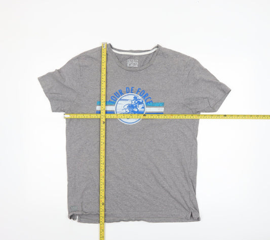 Fat Face Men's Grey Tour de Force Graphic Cotton T-Shirt Size M