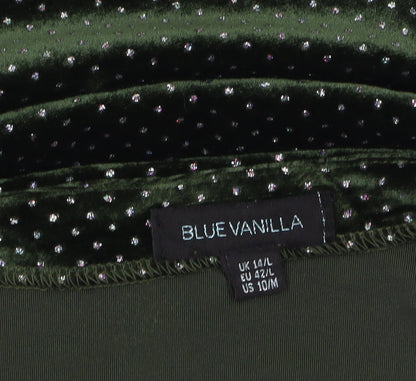 Blue Vanilla Women's Green Velvet Polka Dot Bodycon Dress Size 14