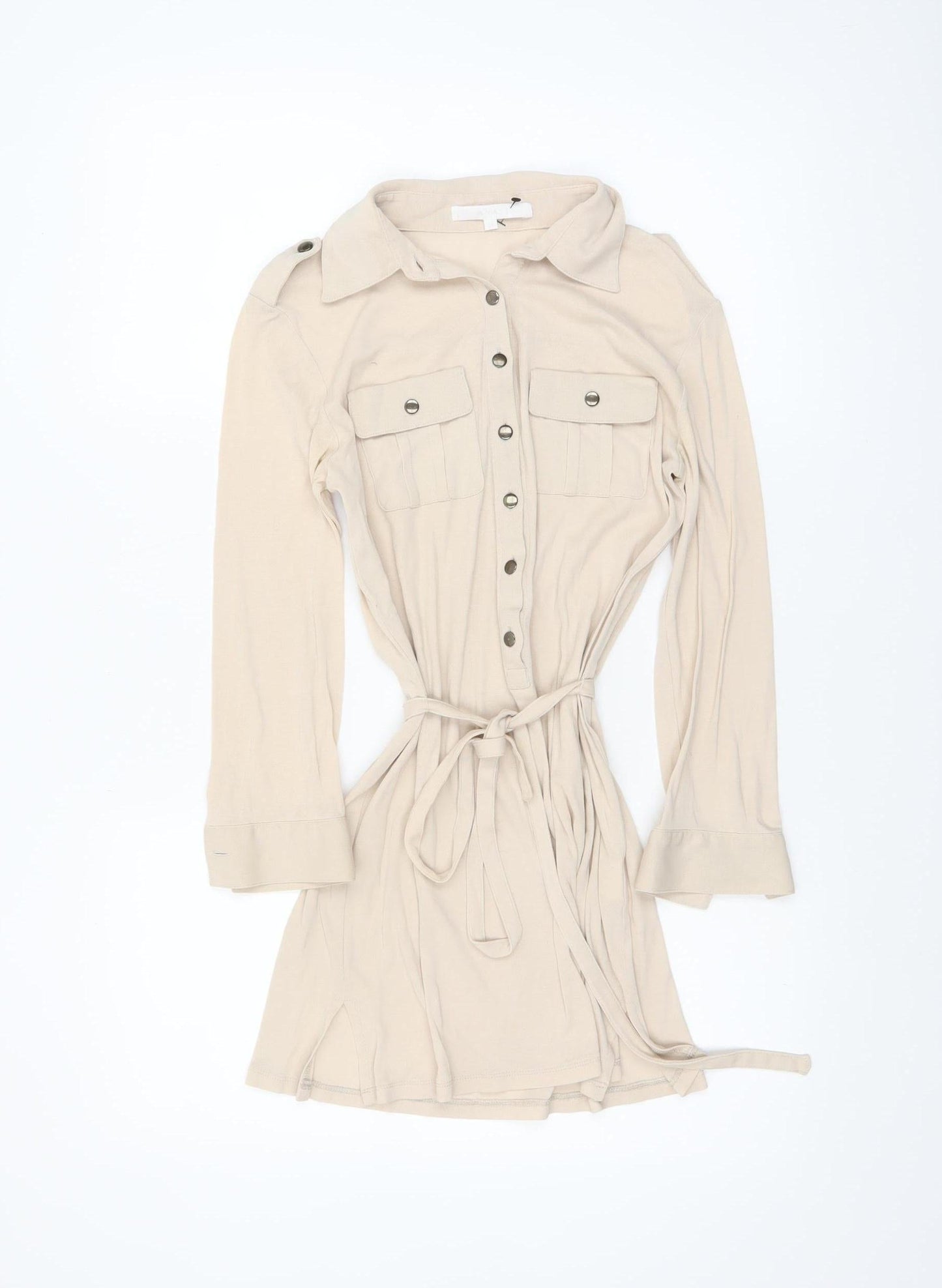 Womens UK Size 8 ANAYI Beige Tunic Button-Up