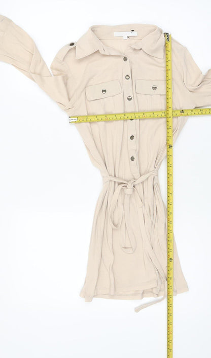 Womens UK Size 8 ANAYI Beige Tunic Button-Up