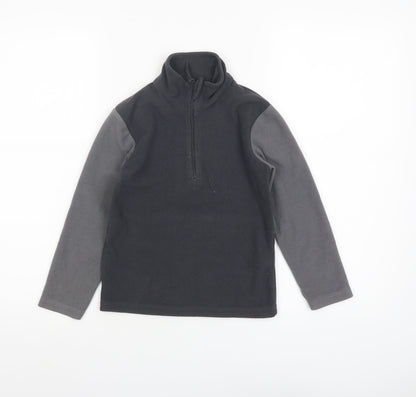 Mountain Warehouse Boys Black Fleece 1/4 Zip Pullover Sweatshirt 5-6 Years
