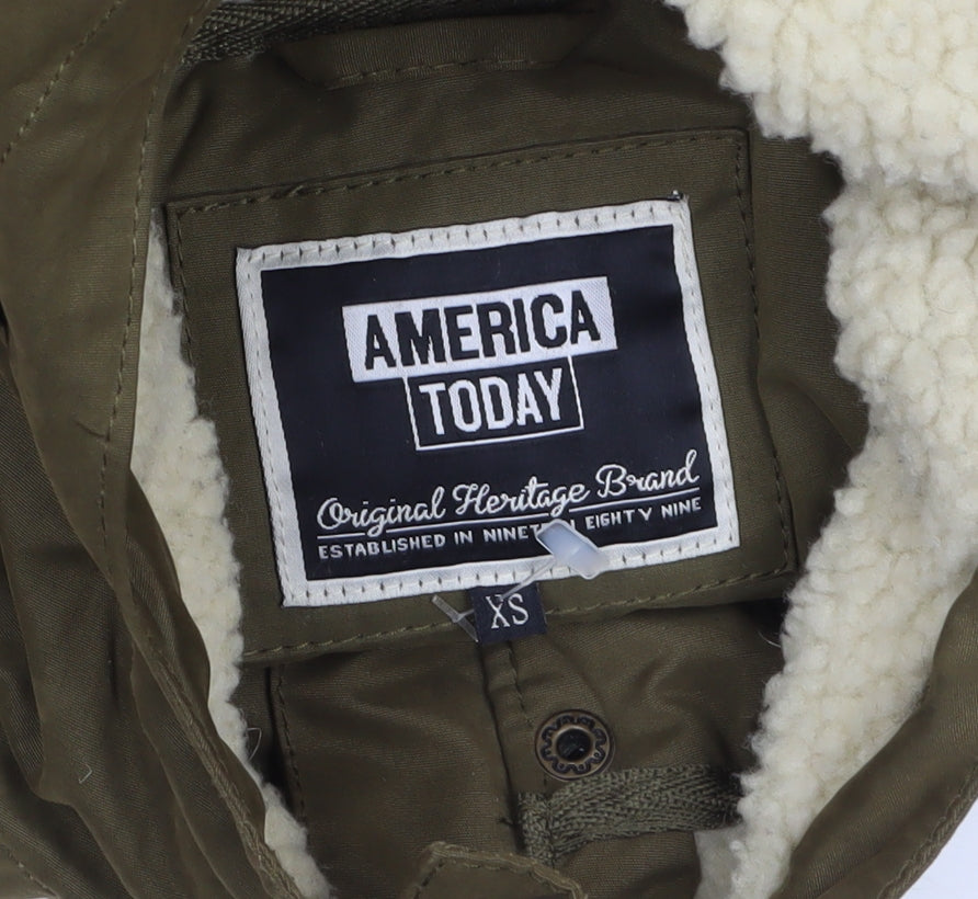 Womens UK Size XS America Today Green Parka Coat