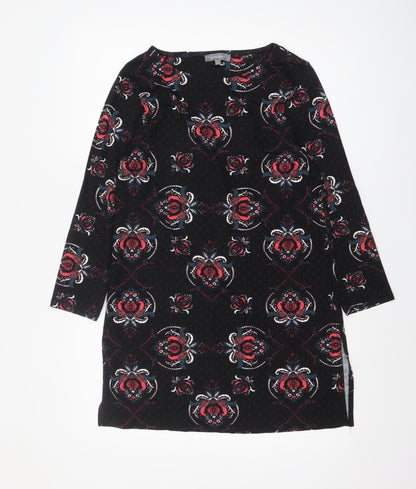 Principles Women's Black Floral Tunic Top Size 12 Viscose Stretch