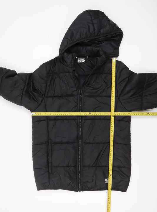 Sondico Men's Black Puffer Jacket Size S Hooded Winter Zip Coat