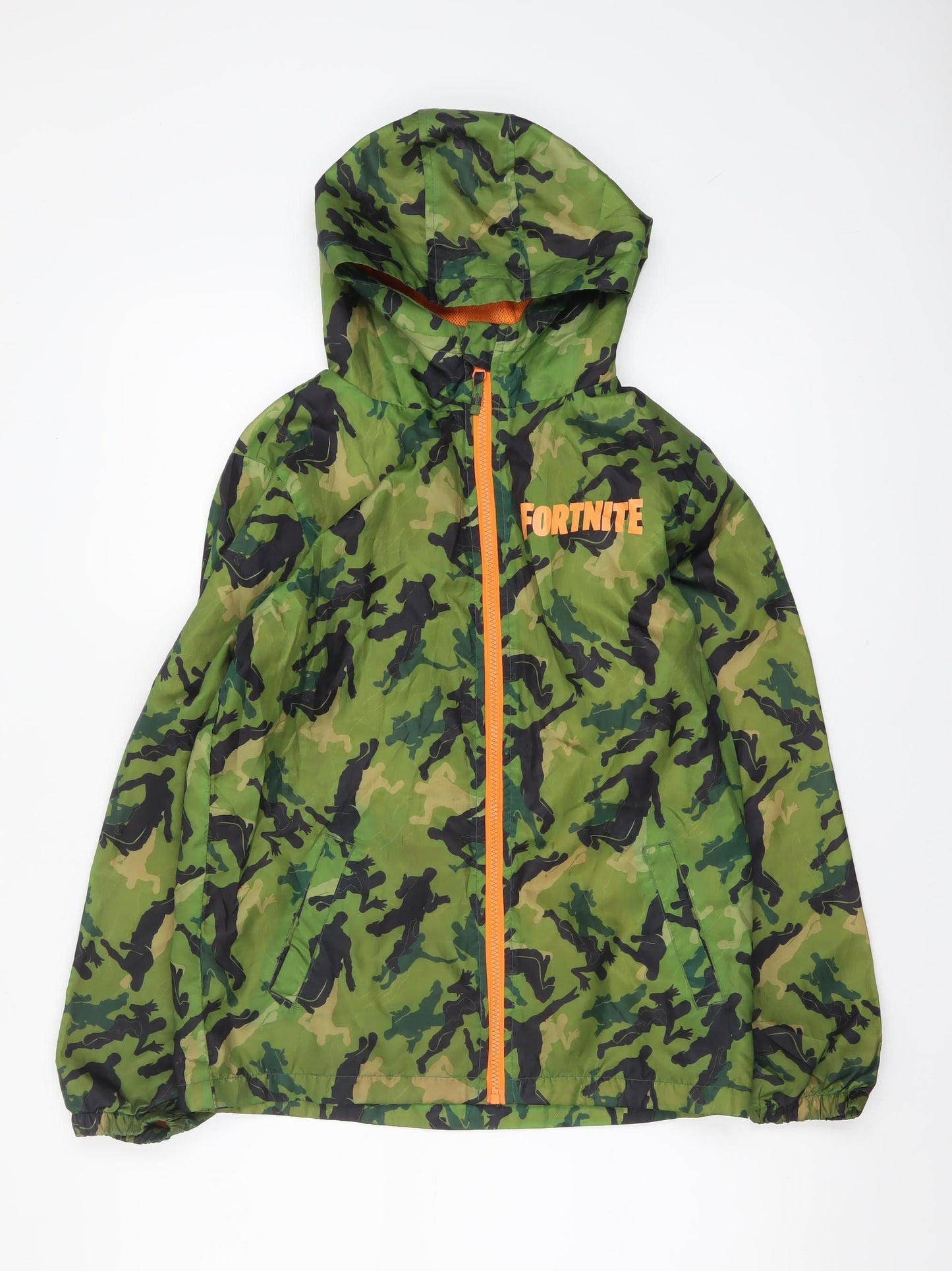 Boys UK Size XL Fortnite Green Windbreaker Coat