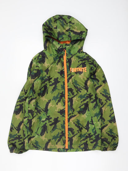 Boys UK Size XL Fortnite Green Windbreaker Coat