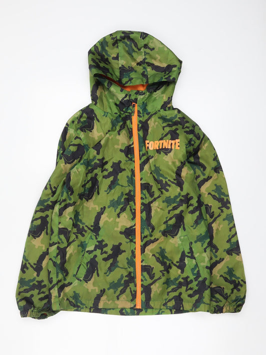 Boys UK Size XL Fortnite Green Windbreaker Coat