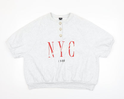 River Island Womens Grey NYC 1988 Relaxed Jersey T-Shirt Size L
