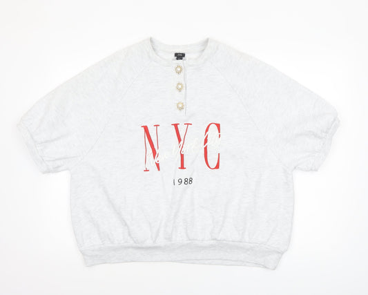 River Island Womens Grey NYC 1988 Relaxed Jersey T-Shirt Size L