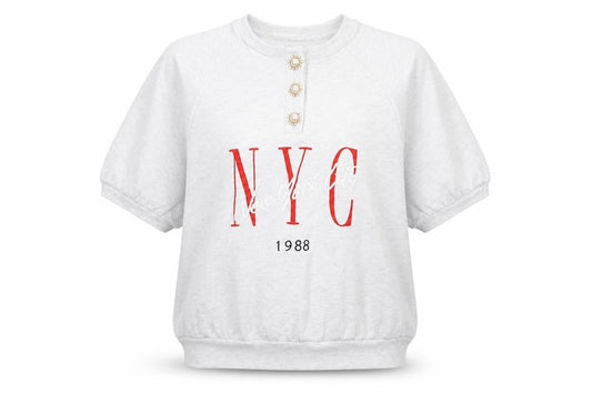 River Island Womens Grey NYC 1988 Relaxed Jersey T-Shirt Size L