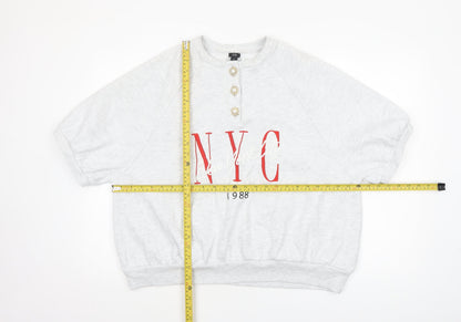 River Island Womens Grey NYC 1988 Relaxed Jersey T-Shirt Size L