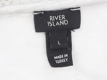 River Island Womens Grey NYC 1988 Relaxed Jersey T-Shirt Size L