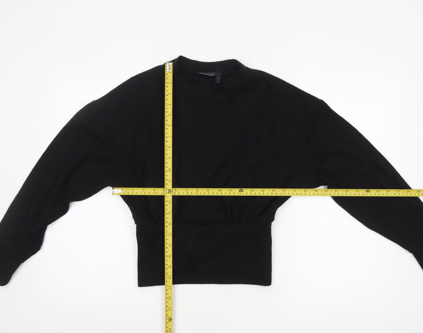 Womens UK Size S ASOS DESIGN Black Cropped T-Shirt