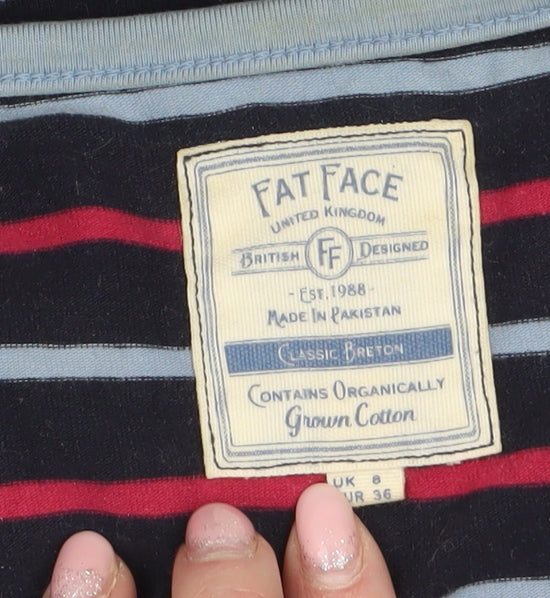 Womens UK Size 8 Fat Face Blue Basic T-Shirt