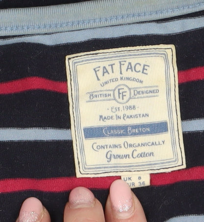 Womens UK Size 8 Fat Face Blue Basic T-Shirt