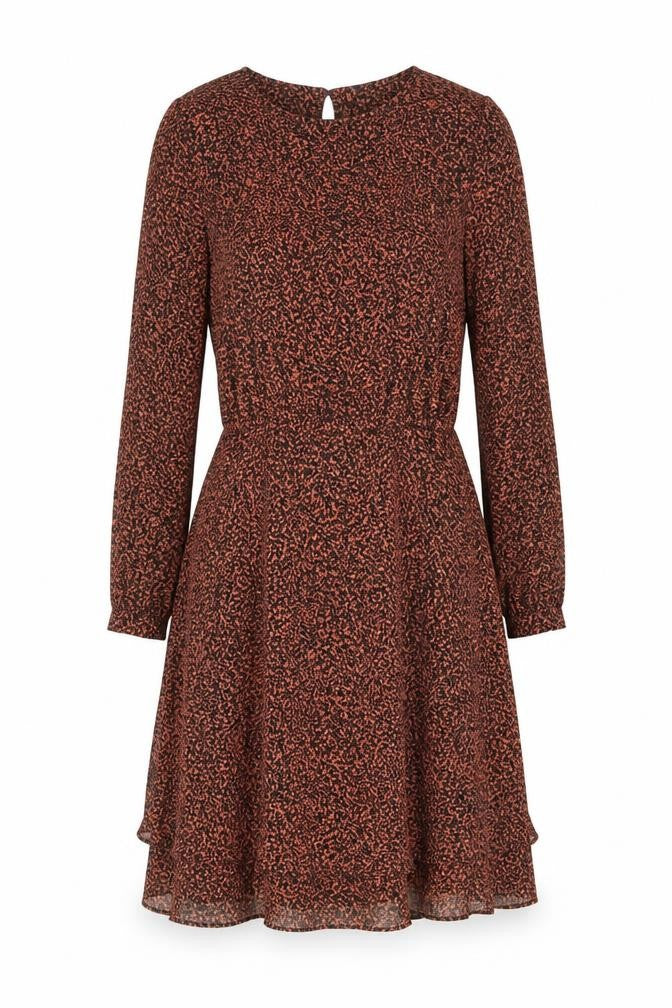 Oasis Women Brown Animal Print A-Line Belted Dress UK 8