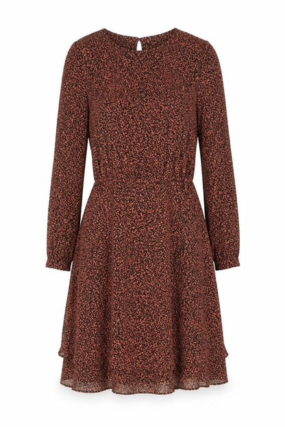 Oasis Women Brown Animal Print A-Line Belted Dress UK 8