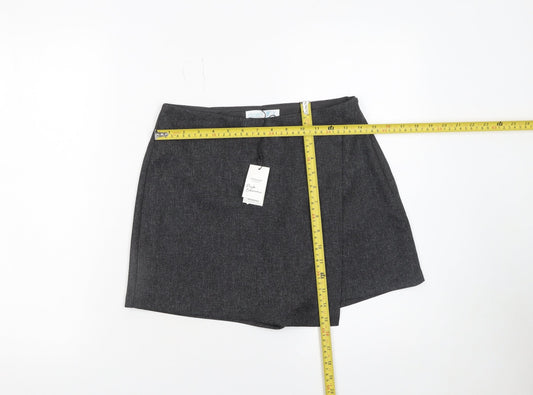 Primark Women Grey Size 8 Wrap Shorts 100% Polyester