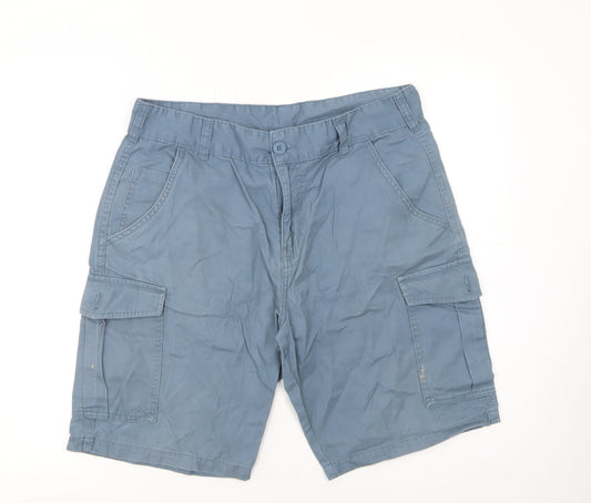 Mountain Warehouse Men Blue Cargo Shorts Size 32 Cotton Outdoor