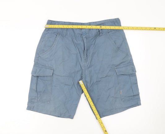 Mountain Warehouse Men Blue Cargo Shorts Size 32 Cotton Outdoor