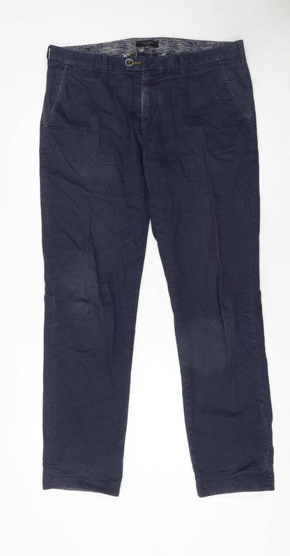 Mens UK Size 34R Ted Baker Regular Fit Chino Blue Trousers