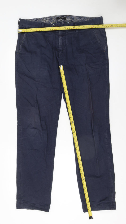 Mens UK Size 34R Ted Baker Regular Fit Chino Blue Trousers