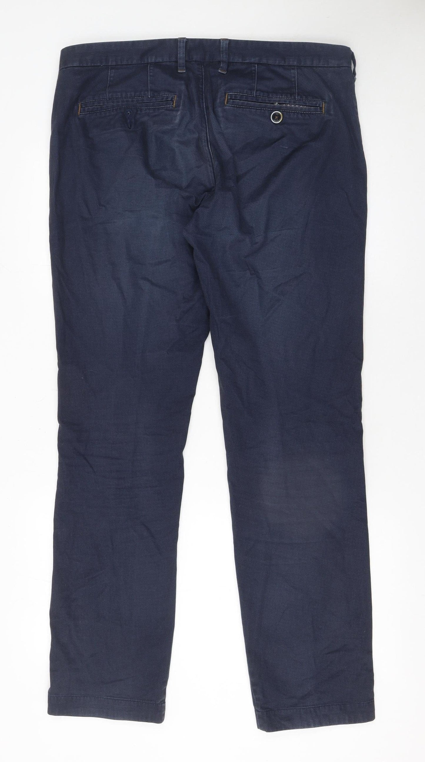 Mens UK Size 34R Ted Baker Regular Fit Chino Blue Trousers