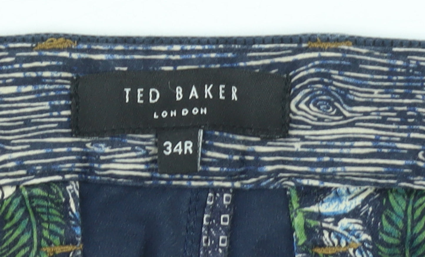 Mens UK Size 34R Ted Baker Regular Fit Chino Blue Trousers