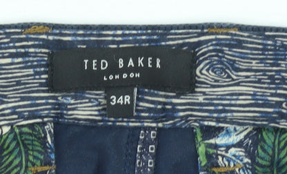 Mens UK Size 34R Ted Baker Regular Fit Chino Blue Trousers