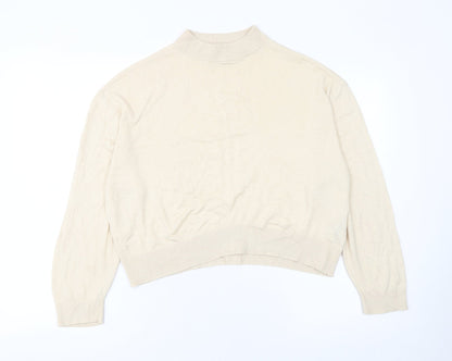 Zara Women’s Beige Mock Neck Pullover Knit Jumper Size M
