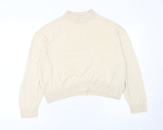 Zara Women’s Beige Mock Neck Pullover Knit Jumper Size M