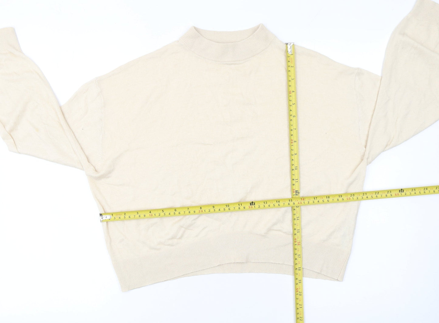 Zara Women’s Beige Mock Neck Pullover Knit Jumper Size M
