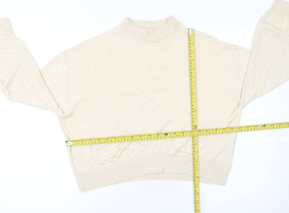 Zara Women’s Beige Mock Neck Pullover Knit Jumper Size M