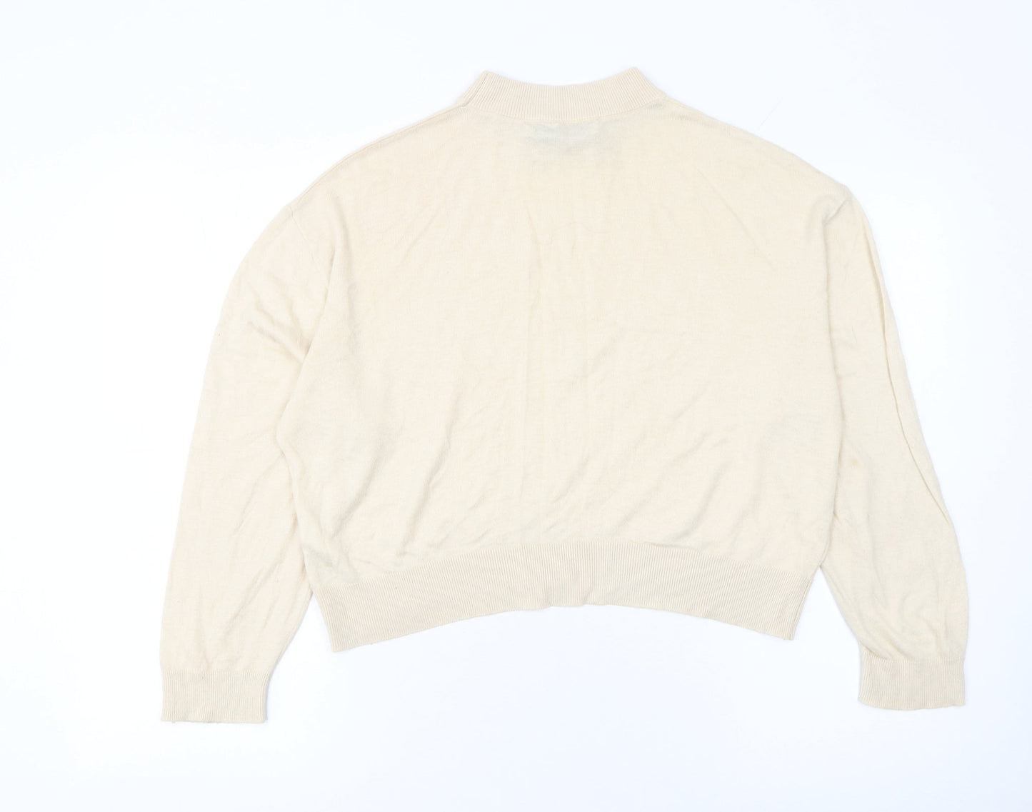 Zara Women’s Beige Mock Neck Pullover Knit Jumper Size M