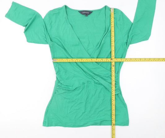 Womens UK Size 12 Sosandar Green Wrap Blouse