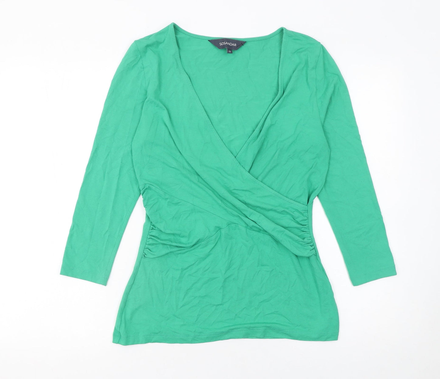 Womens UK Size 12 Sosandar Green Wrap Blouse