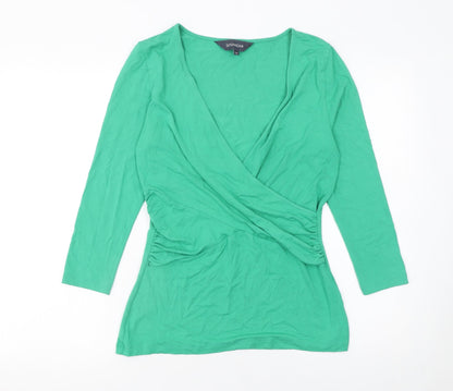 Womens UK Size 12 Sosandar Green Wrap Blouse