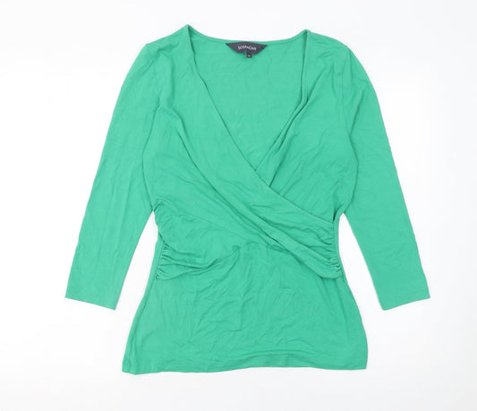Womens UK Size 12 Sosandar Green Wrap Blouse