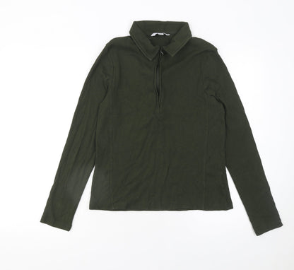 Next Women’s Green Collared Long Sleeve Zip Top Size 16