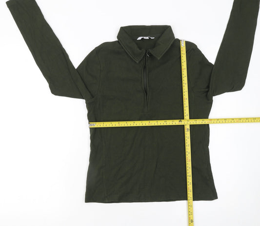 Next Women’s Green Collared Long Sleeve Zip Top Size 16
