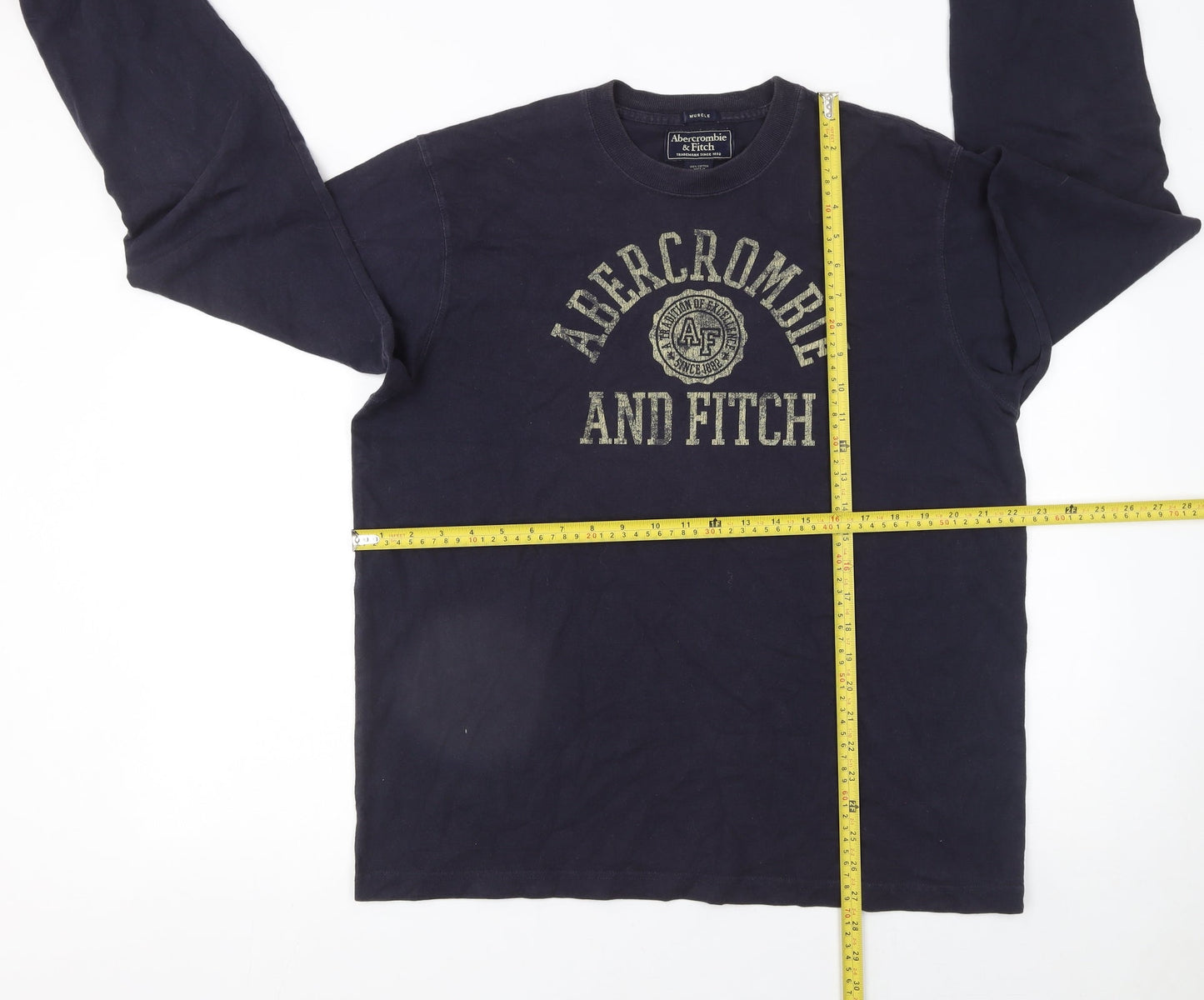 Abercrombie & Fitch Men’s Blue Long Sleeve Muscle Fit Cotton T-Shirt XL