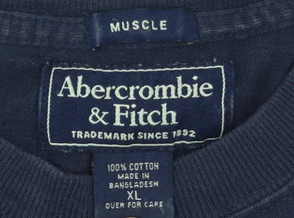Abercrombie & Fitch Men’s Blue Long Sleeve Muscle Fit Cotton T-Shirt XL