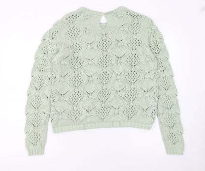 Primark Women’s Green Open-Knit Cotton Blend Jumper Size 12