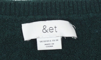Womens UK Size 10 &et Green Pullover Jumper