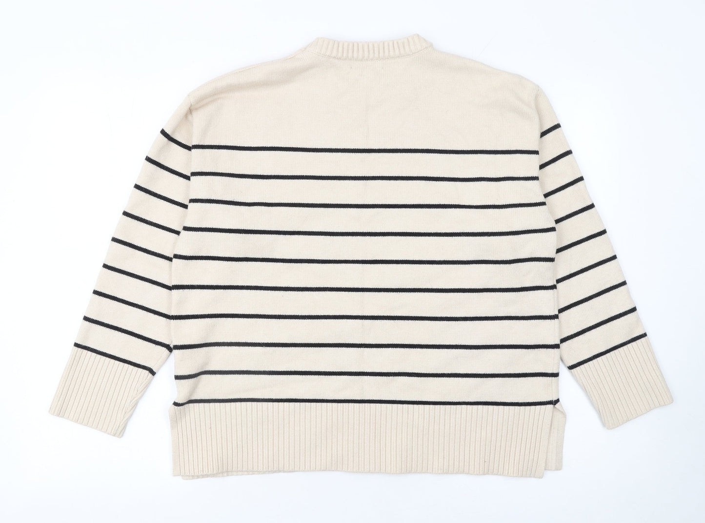 Womens UK Size L Blue Vanilla Beige Pullover Jumper