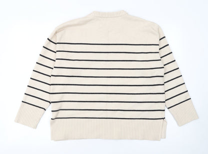 Womens UK Size L Blue Vanilla Beige Pullover Jumper