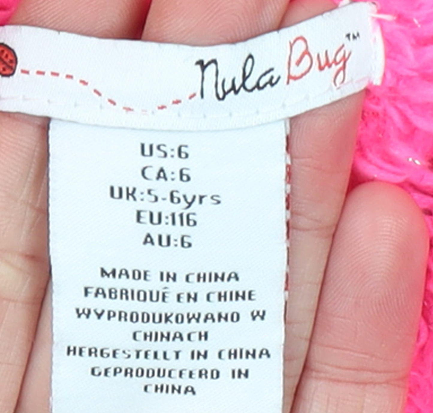 Girls UK Size 5-6 Years Nula Bug Pink Full Zip Hoodie