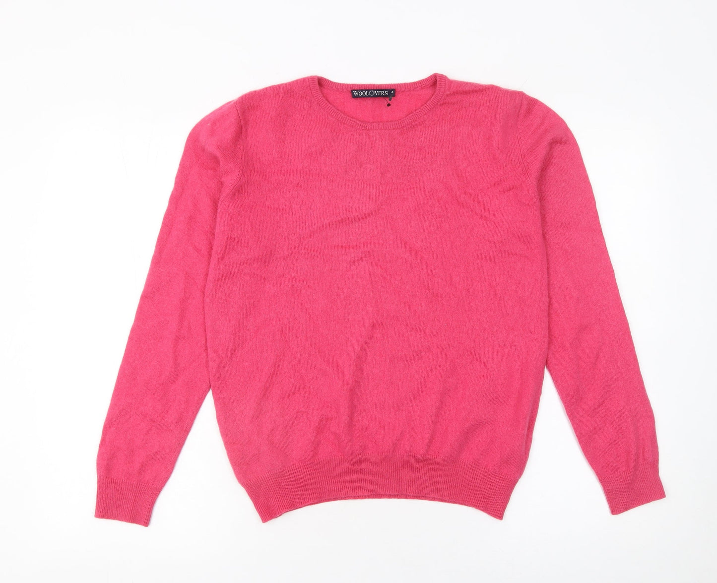 WoolOvers Women's Pink Merino Wool Cashmere Crew Neck Jumper M